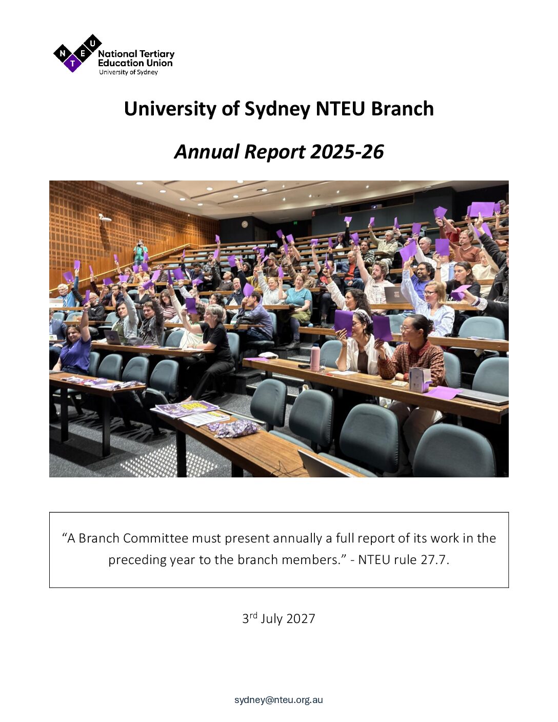 University of Sydney NTEU Branch Annual Report 2025-26